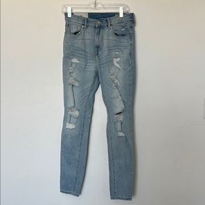 H&M Coupe Skinny Moulante Distressed Jeans Blue Size 31/32
